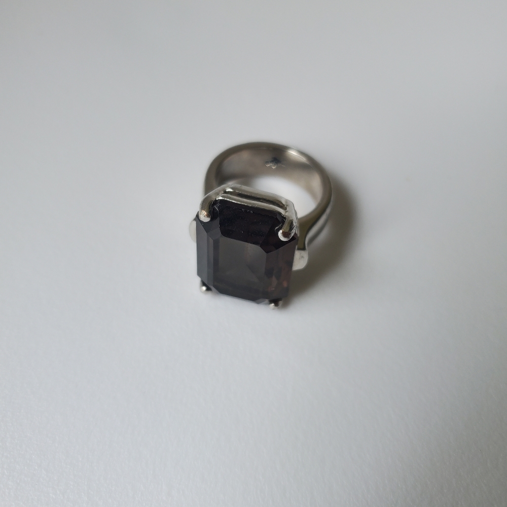 Kenneth Cole dark blue green faux stone and silver tone ring sz 8